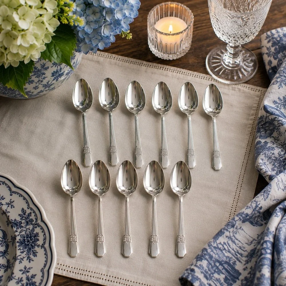 Oneida SILVER ROSE Silverplate SL&GH Rogers Flatware Set Of 11 Teaspoons Antique